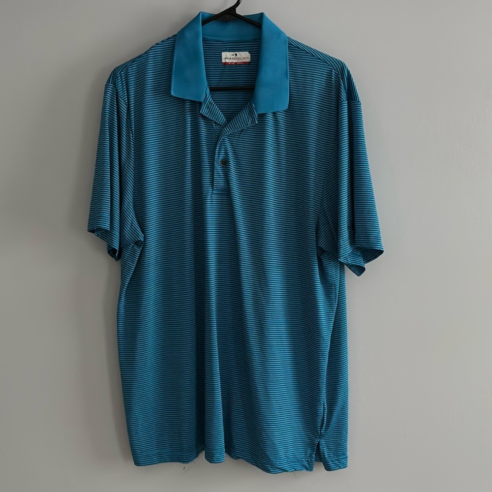 Men’s Grand Slam Performance striped polo shirt in size XL